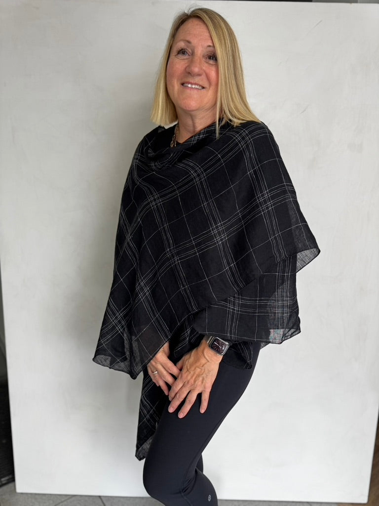 LINEN TRIANGLED RUANA - TRL11115