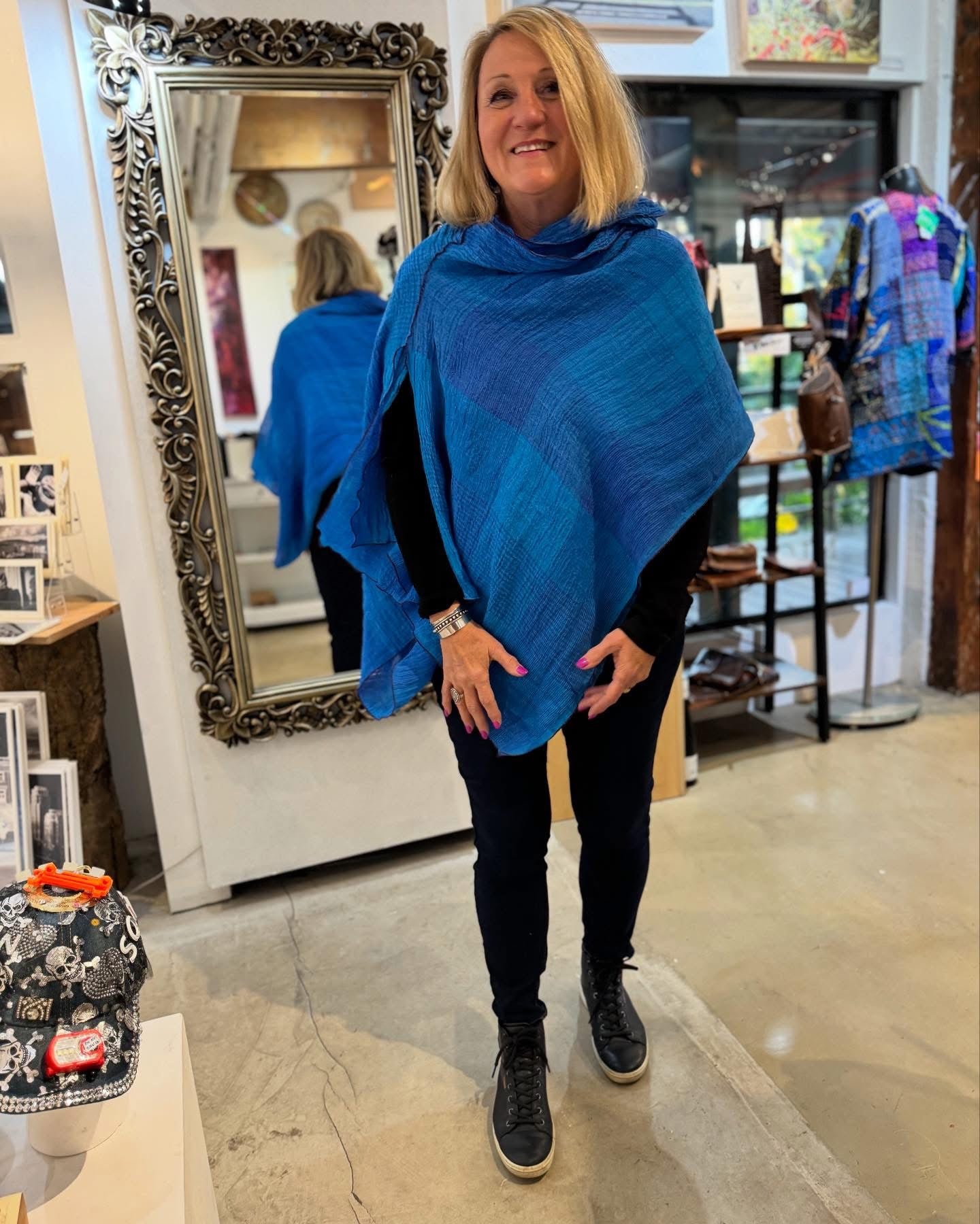 Big sleeved Linen Jacket - turn into a poncho! - JAL11127