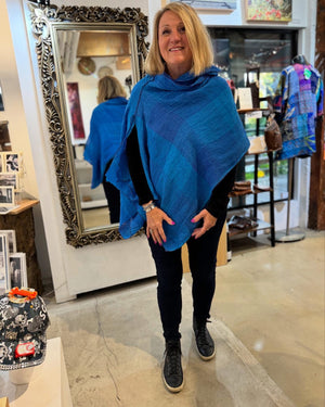 Big sleeved Linen Jacket - turn into a poncho! - JAL11127