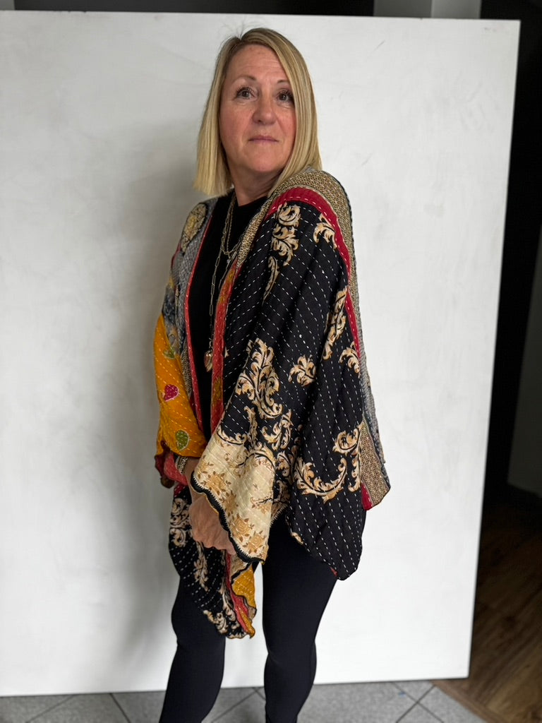 VINTAGE COTTON KANTHA RUANA REVERSIBLE - JAVC1111