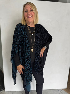 SILK VELVET BURN OUT RUANA - RUS1120