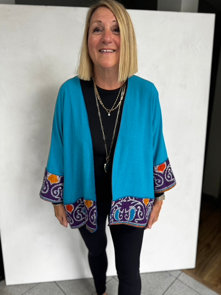 Linen/Viscose Jacket with Vintage Cotton trim - JALVC663