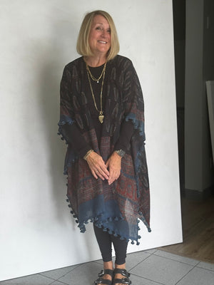 Organic Cotton Block Printed with Natural Dyes RUANA - RUC00011