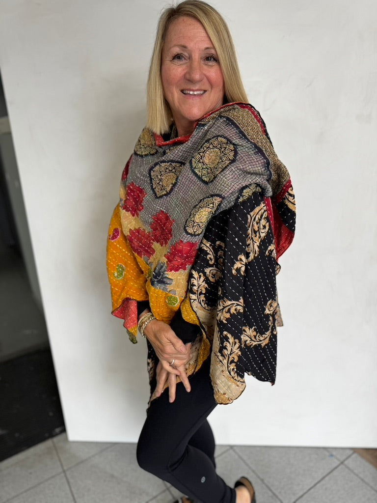 VINTAGE COTTON KANTHA RUANA REVERSIBLE - JAVC1111