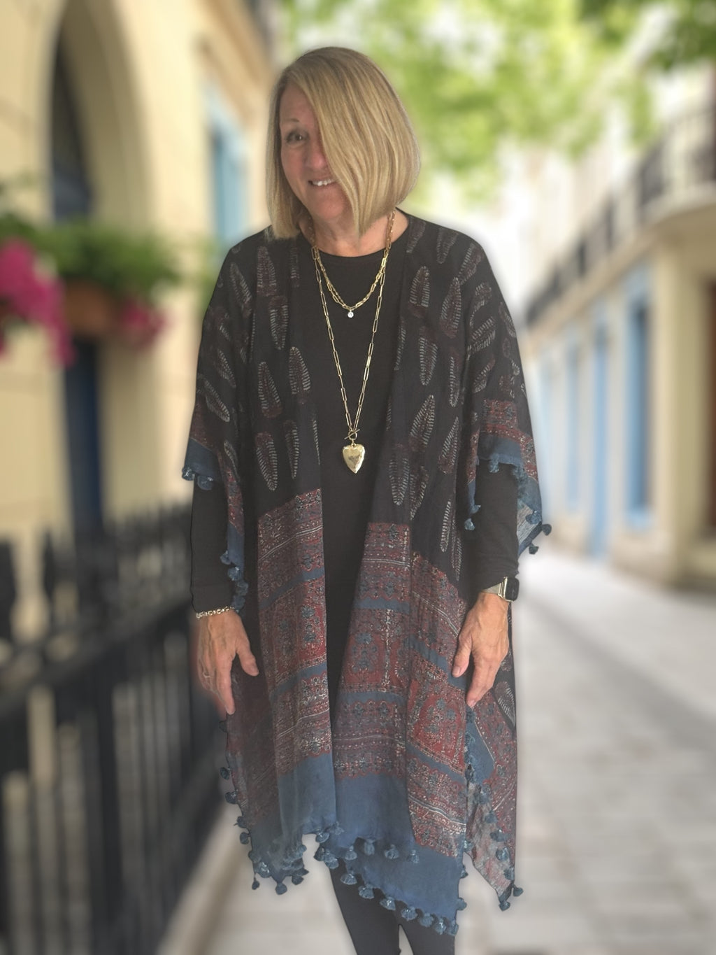 Organic Cotton Block Printed with Natural Dyes RUANA - RUC00011