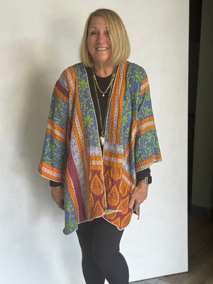 REVERSIBLE (SEE PICS) KANTHA VINTAGE COTTON JACKET - javc912