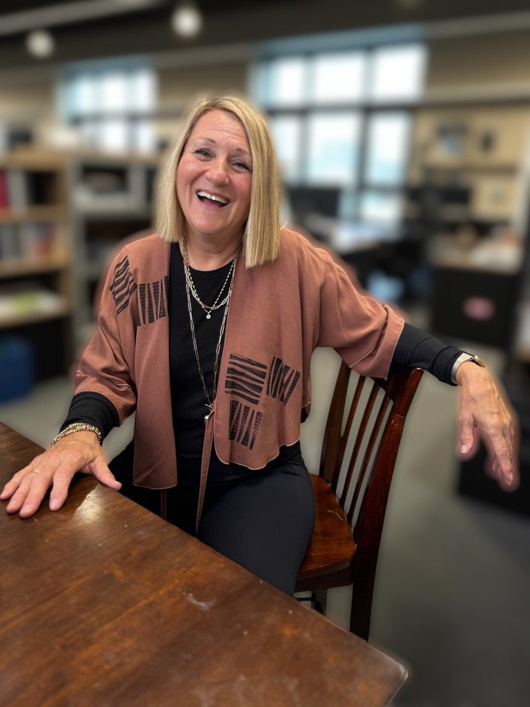 LINEN/VISCOSE JACKET WITH HAND PAINTING - JAL964