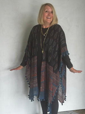 Organic Cotton Block Printed with Natural Dyes RUANA - RUC00011