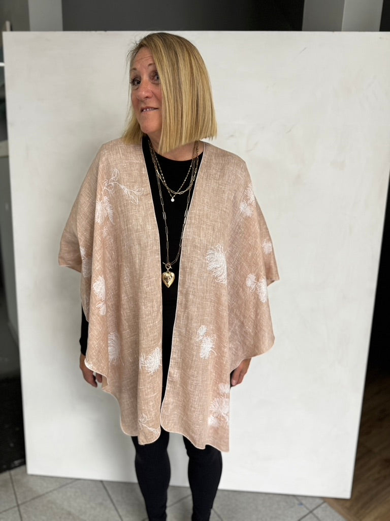 LINEN TRIANGLED RUANA - TRL11118