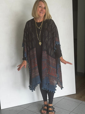 Organic Cotton Block Printed with Natural Dyes RUANA - RUC00011