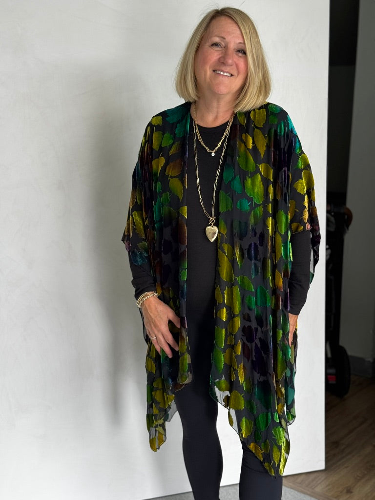 SILK VELVET BURNOUT RUANA - RUS11123
