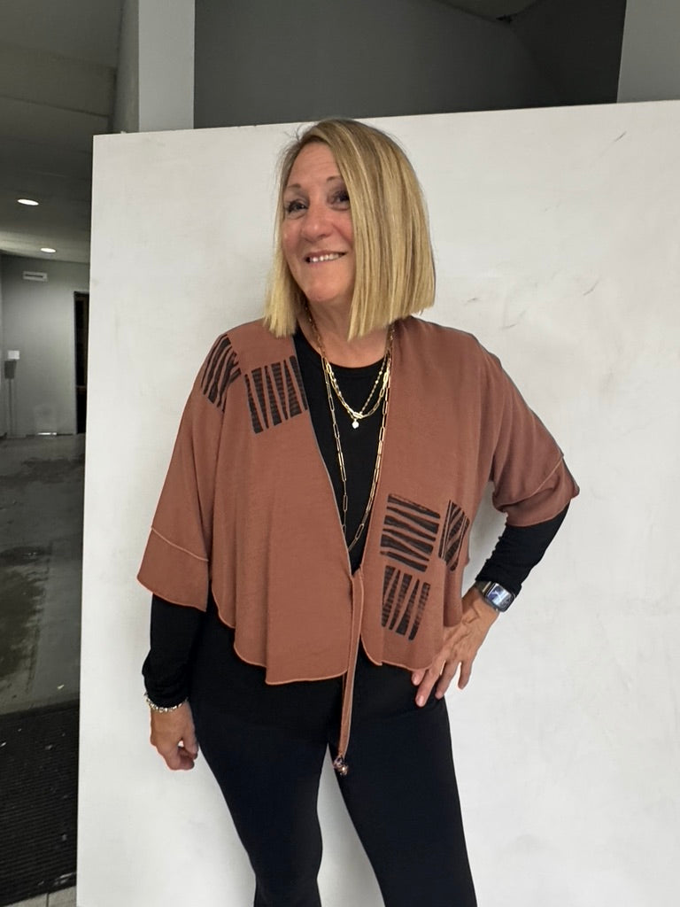 LINEN/VISCOSE JACKET WITH HAND PAINTING - JAL964