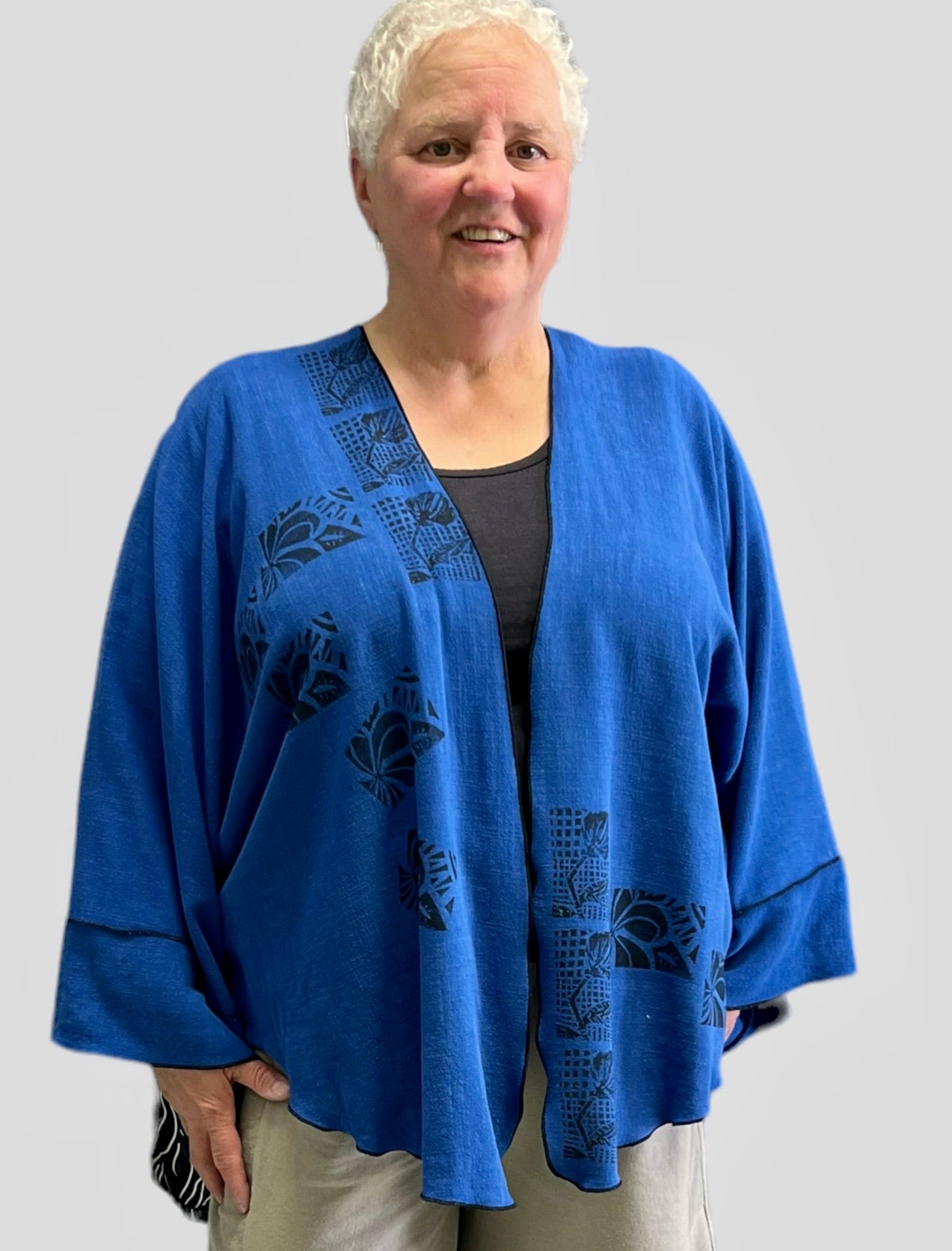 Linen Viscose Jacket with hand painting - JALV494
