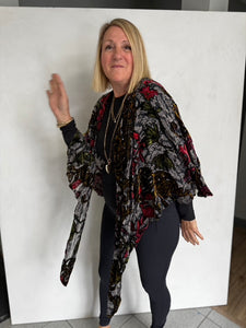 SILK BURNOUT VELVET TRIANGLED RUANA - TRS1113