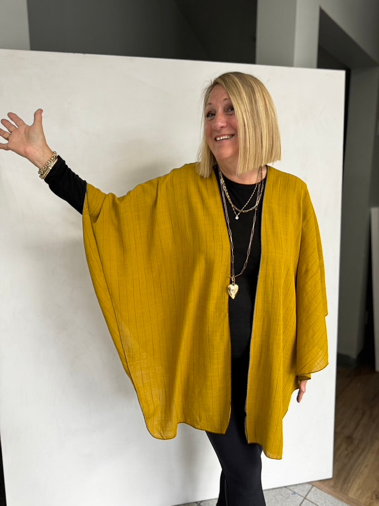 LINEN TRIANGLED RUANA - TRL11119