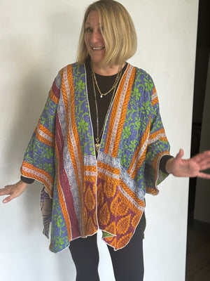 REVERSIBLE (SEE PICS) KANTHA VINTAGE COTTON JACKET - javc912