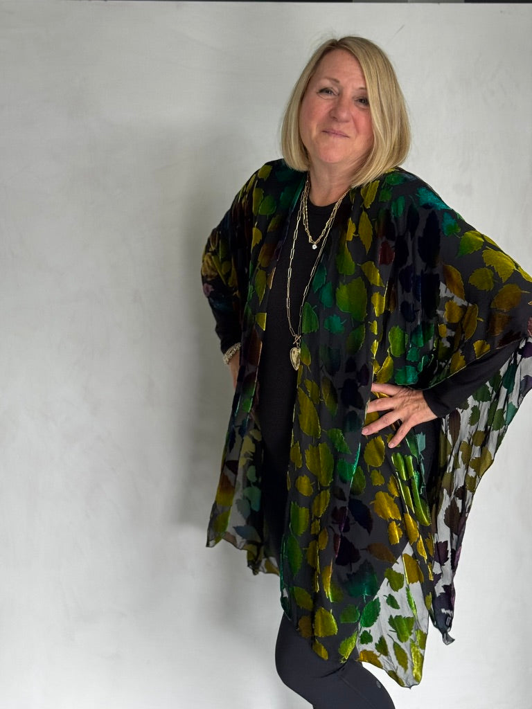 SILK VELVET BURNOUT RUANA - RUS11123
