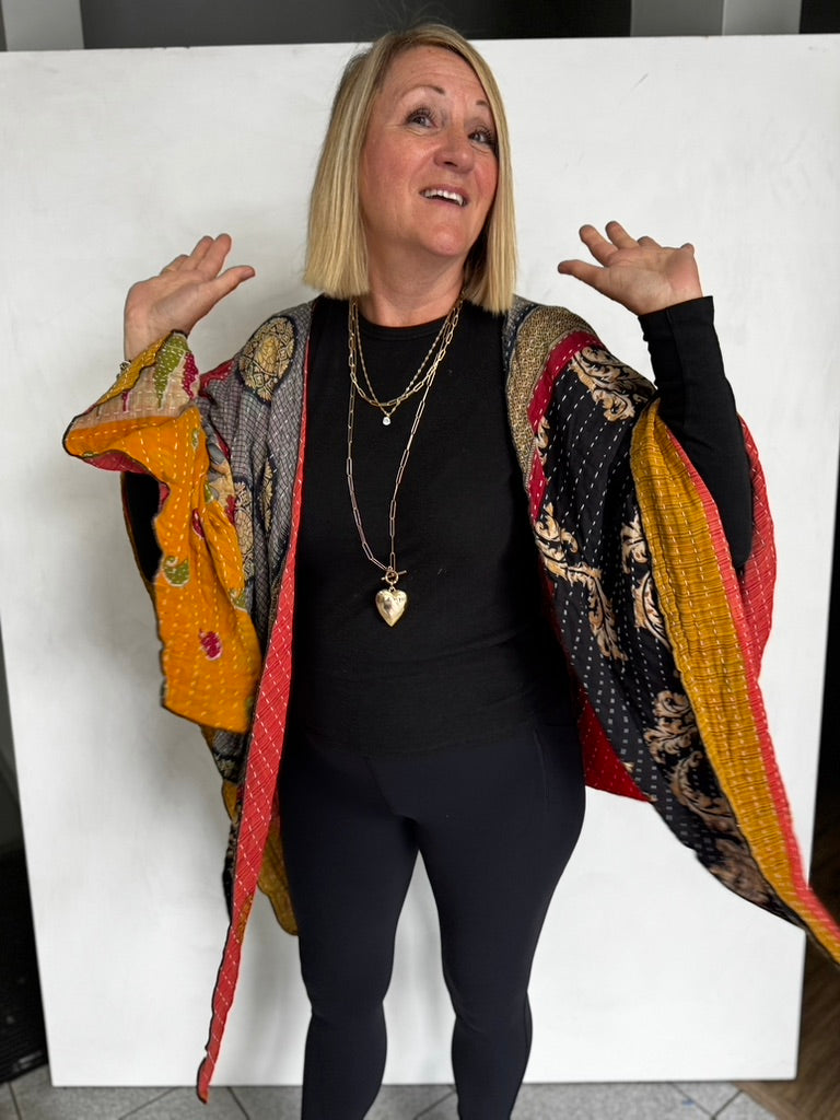 VINTAGE COTTON KANTHA RUANA REVERSIBLE - JAVC1111