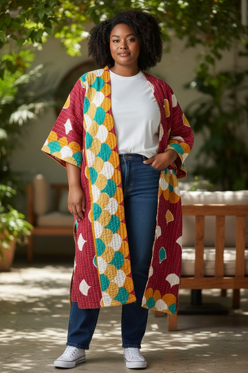 Vintage Cotton Kantha reversible Jacket JAVC782