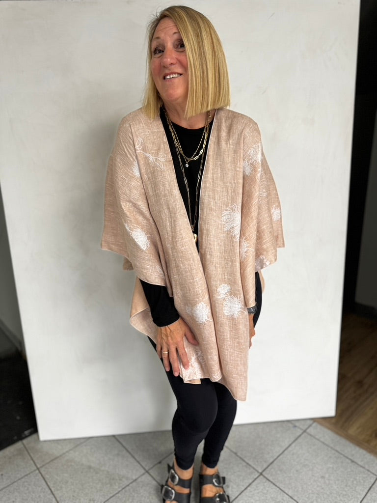 LINEN TRIANGLED RUANA - TRL11118