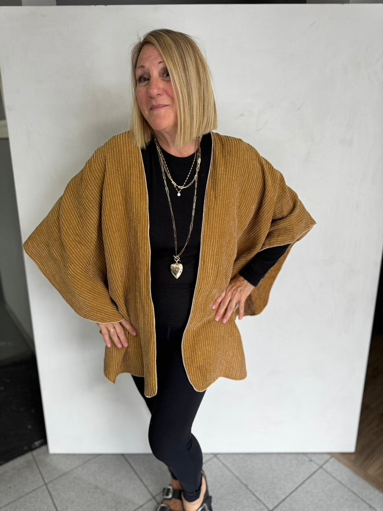 LINEN TRIANGLED RUANA - TRL11113