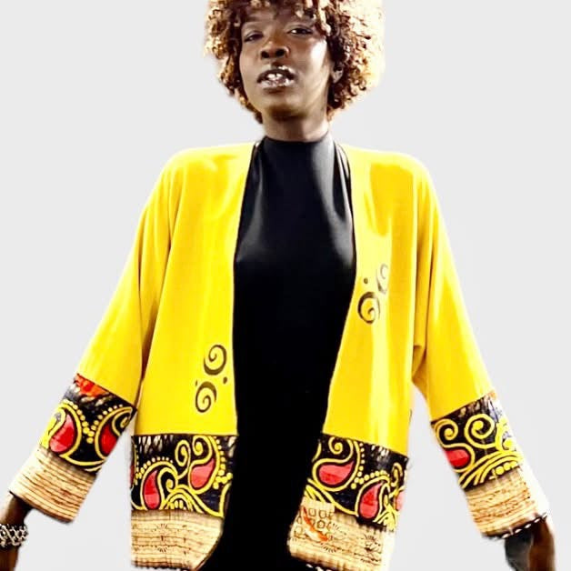 LINEN WITH VINTAGE COTTON AND HAND PAINTING - JALVCV10