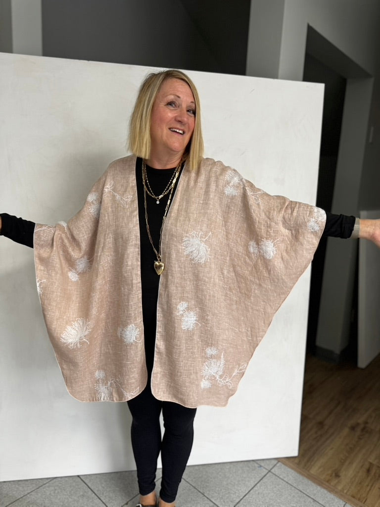 LINEN TRIANGLED RUANA - TRL11118