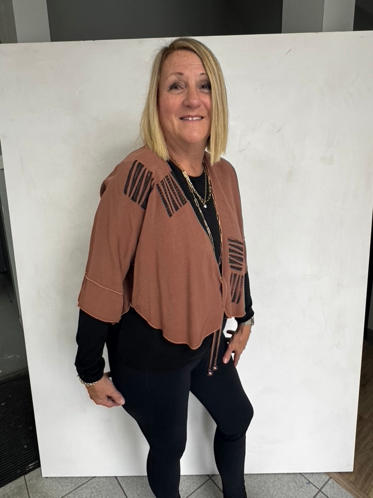 LINEN/VISCOSE JACKET WITH HAND PAINTING - JAL964