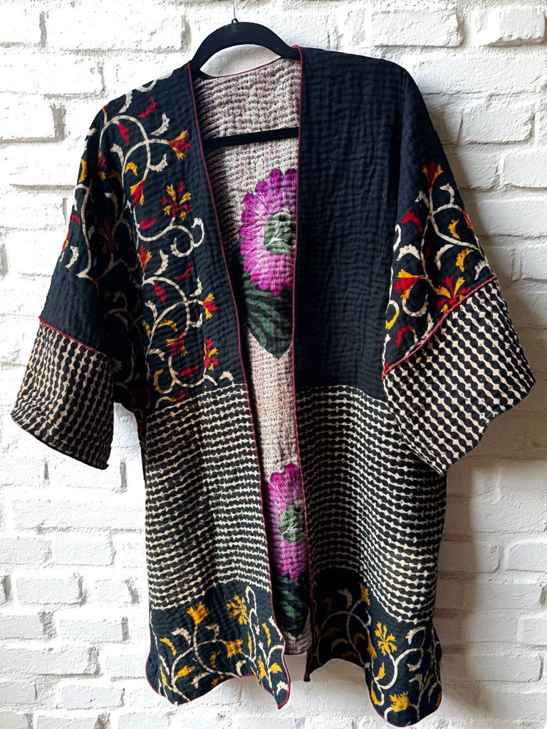 Vintage Cotton Kantha Jacket reversible - RUVC9616