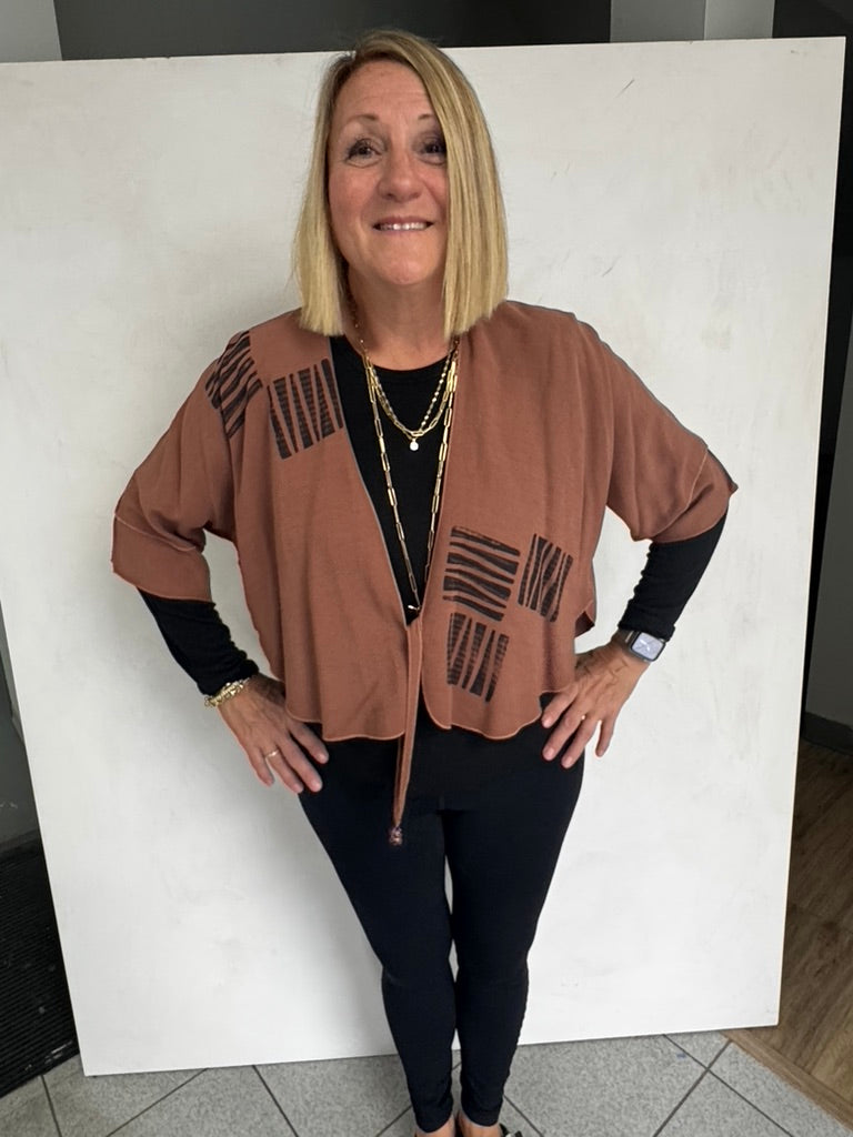 LINEN/VISCOSE JACKET WITH HAND PAINTING - JAL964