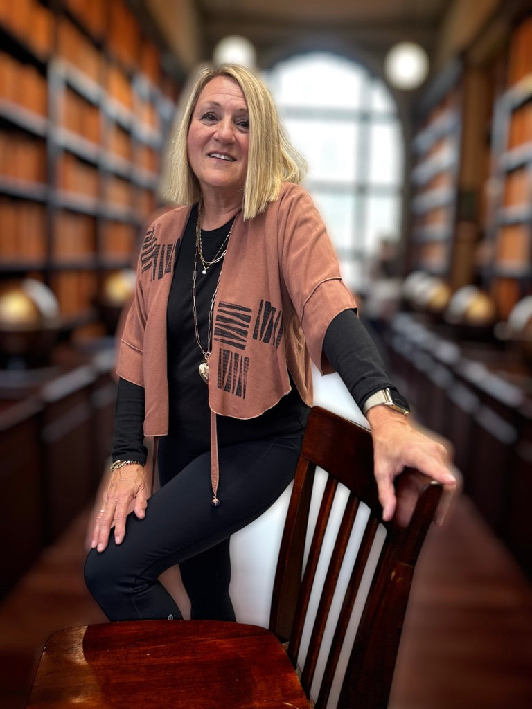 LINEN/VISCOSE JACKET WITH HAND PAINTING - JAL964