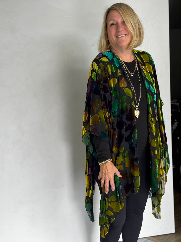 SILK VELVET BURNOUT RUANA - RUS11123