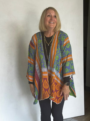 REVERSIBLE (SEE PICS) KANTHA VINTAGE COTTON JACKET - javc912