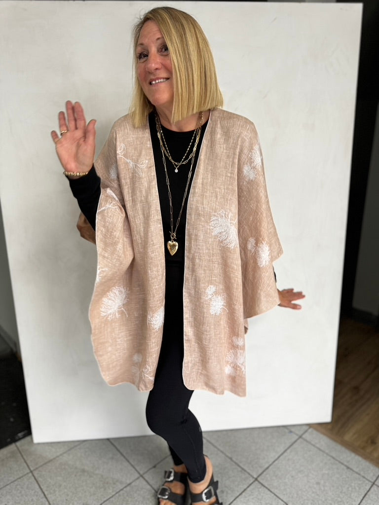 LINEN TRIANGLED RUANA - TRL11118