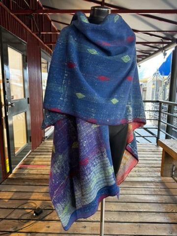 Vintage Cotton Kantha Ruana - RUVC9615