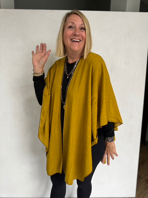 LINEN TRIANGLED RUANA - TRL11119