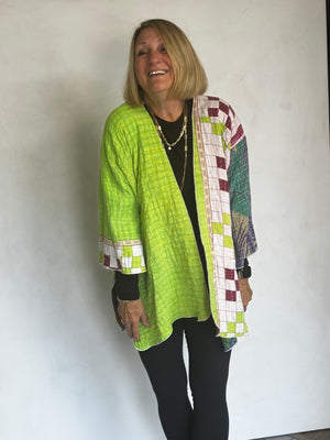 REVERSIBLE (SEE PICS) KANTHA VINTAGE COTTON JACKET - javc912