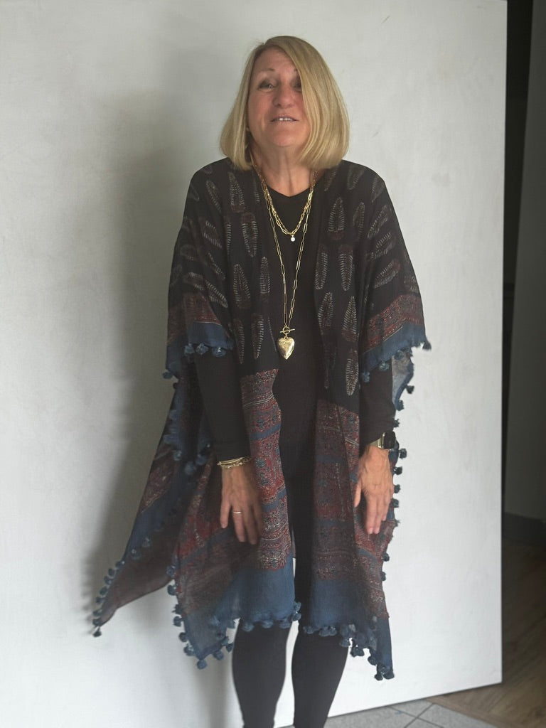 Organic Cotton Block Printed with Natural Dyes RUANA - RUC00011