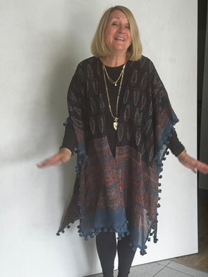 Organic Cotton Block Printed with Natural Dyes RUANA - RUC00011