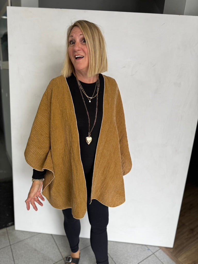 LINEN TRIANGLED RUANA - TRL11113