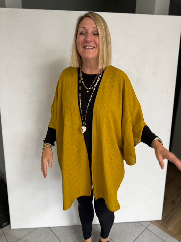 LINEN TRIANGLED RUANA - TRL11119