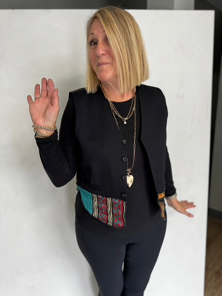 RECYCED AND VINTAGE COTTON VEST/JACKET- VEST622