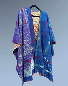 Vintage Cotton Kantha Ruana - RUVC9615