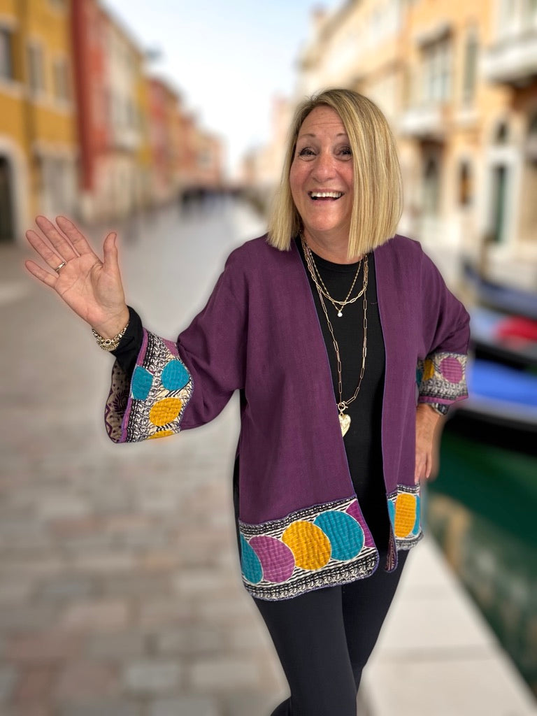 LINEN/VISCOSE JACKET WITH VINTAGE COTTON - JALC348