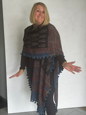 Organic Cotton Block Printed with Natural Dyes RUANA - RUC00011