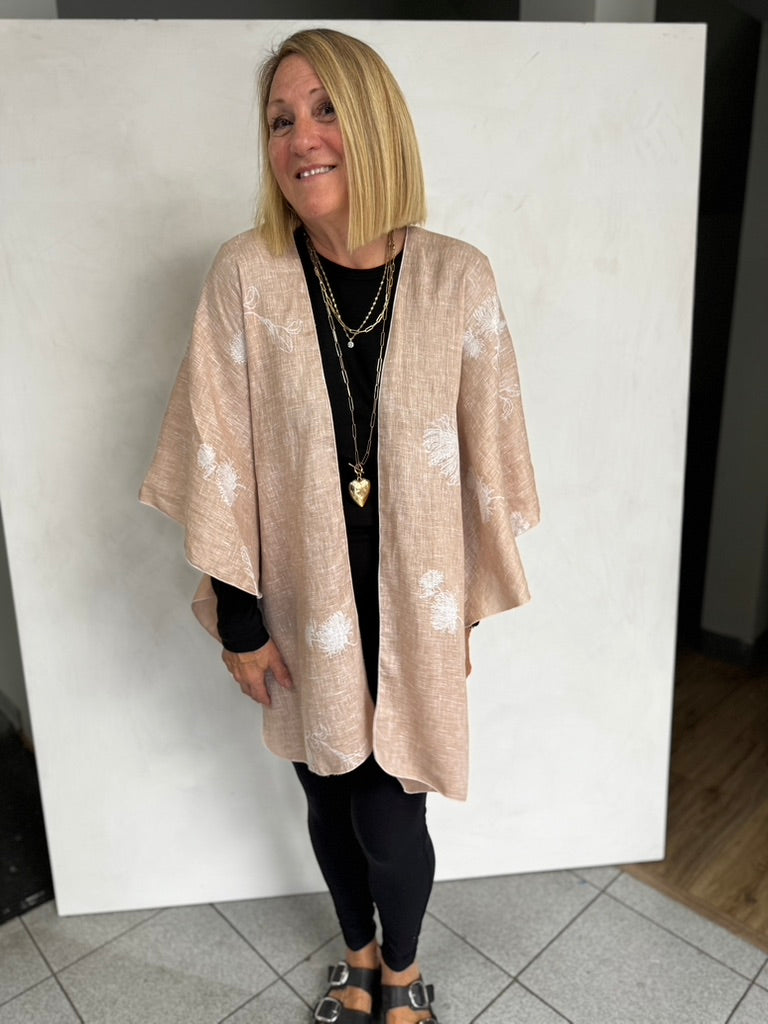 LINEN TRIANGLED RUANA - TRL11118