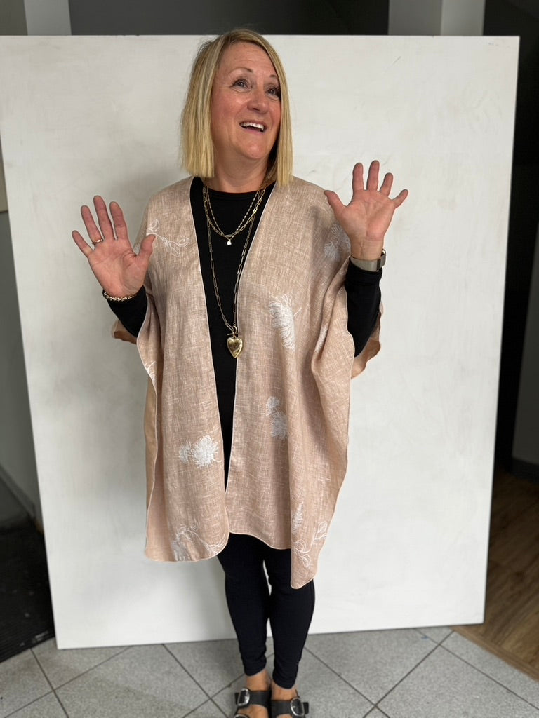 LINEN TRIANGLED RUANA - TRL11118