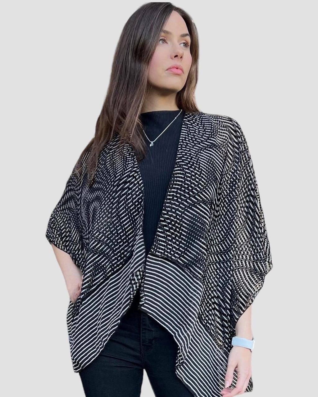 SILK BURN OUT VELVET RUANA REVERSIBLE - RUS1119