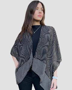 SILK BURN OUT VELVET RUANA REVERSIBLE - RUS1119