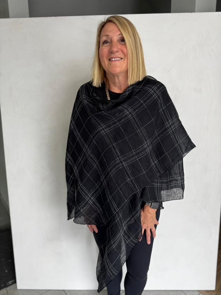 LINEN TRIANGLED RUANA - TRL11115